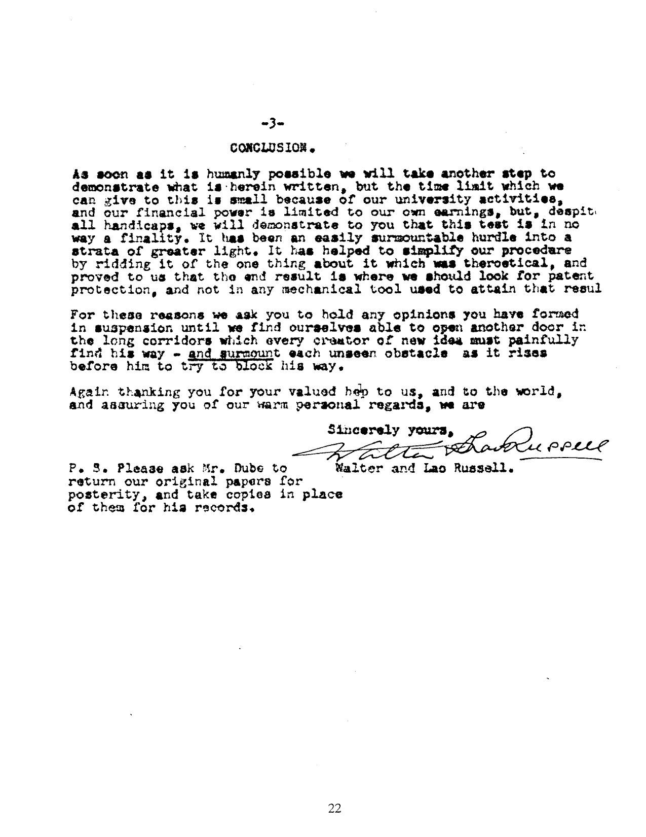 The Russells concede — journal p. 22, PDF p. 25.