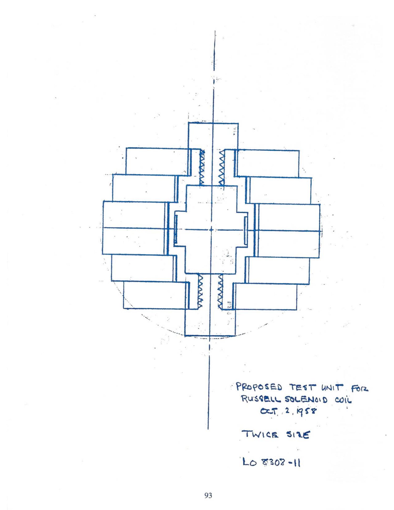 LO 8308-11, proposed test unit for the Russell solenoid coil (journal p. 93)