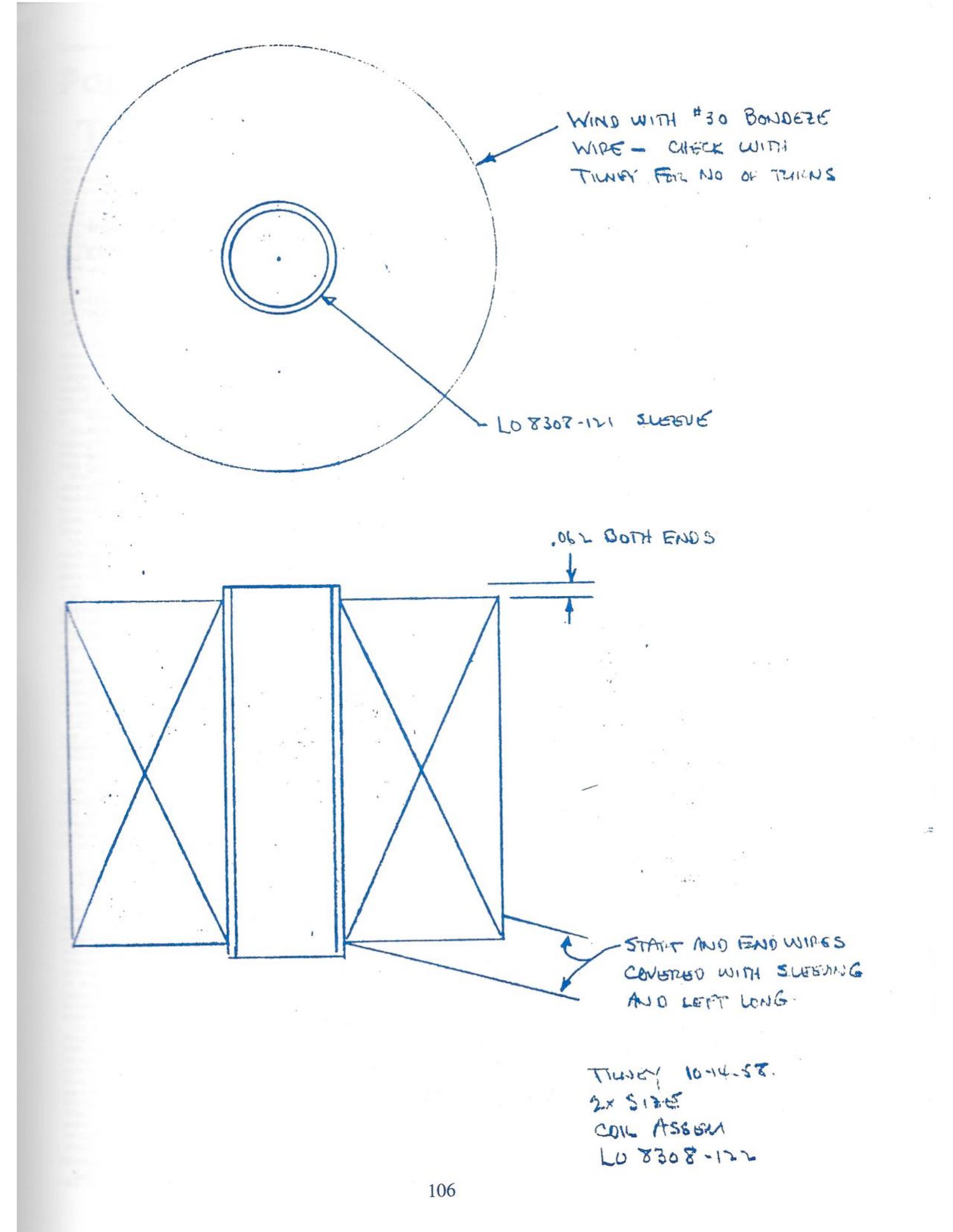 Journal p. 106 / PDF p. 109: LO 8308-122 — Coil Assembly, conventional unit (Tilney 10-14-58)